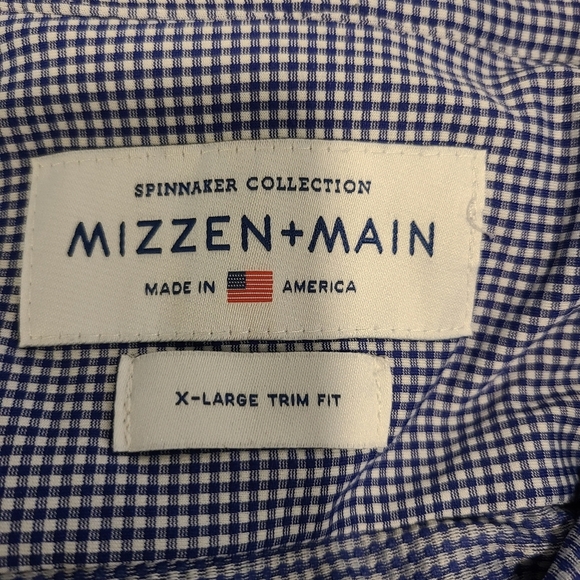 Mizzen + Main Spinnaker Trim Fit Blue & White Check Button Down Shirt - Picture 5 of 5